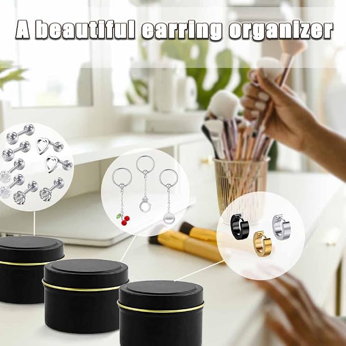 24 Pack 8 oz Candle Tins with Lids, Bulk Black Metal Jars for Candle Making