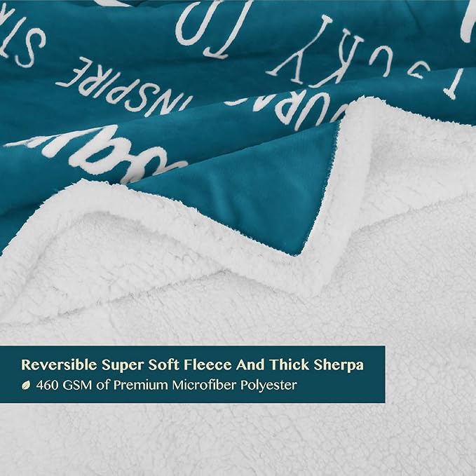 PAVILIA Best Friend Blanket - Friendship Gifts for Women, Soul Sister & Long Distance Bestie Gift, Soft Cozy Sherpa Throw with Sentimental Quotes, BFF Birthday Gift Idea, Teal Sea Blue