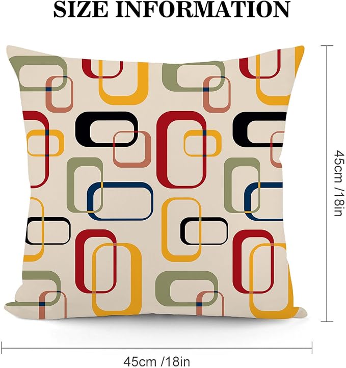 Mid Century Modern Throw Pillow Covers Set of 2, Retro Decorative Pillow Cases for Couch Sofa Living Room Bed Chair Decor 18"x18", Vintage Outdoor Cushion Cover