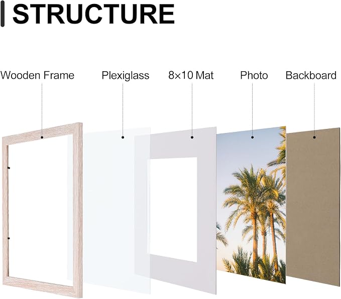 Vittanly 11x14 Picture Frames Set of 9 for Wall Mounting, Rustic Pink | Display Pictures 8x10 with Mat or 11x14 without Mat, Engineered Wood with Shatter Resistant Plexiglass, Gallery Photo Frames
