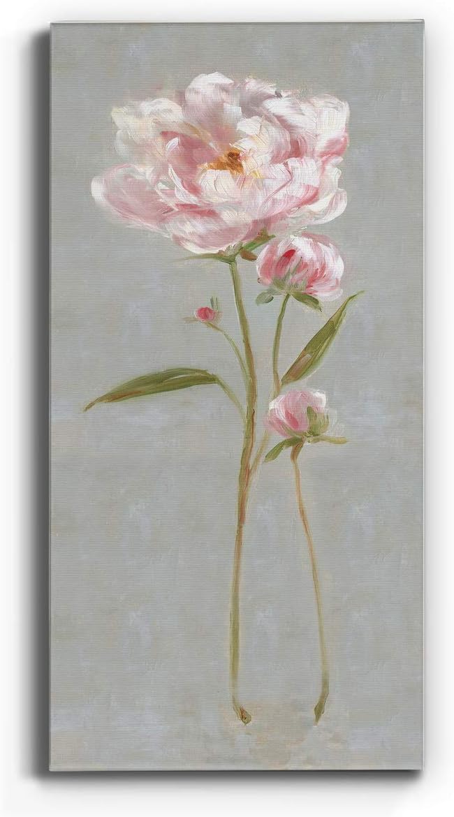 Renditions Gallery Canvas Nature Wall Art Home Paintings & Prints Magical Pink Peony Modern Romantic Abstract Canvas Glam Artwork Decorations for Bedroom Office Kitchen - 20"x40" LT43