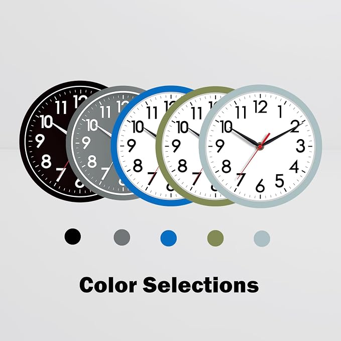 AKCISOT 8 Inch Wall Clock, Silent Battery Operated Analog Clock, Blue Gray | Small Size | Bedroom | Office | Kitchen | Bathroom | Classroom | Modern | Easy to Read