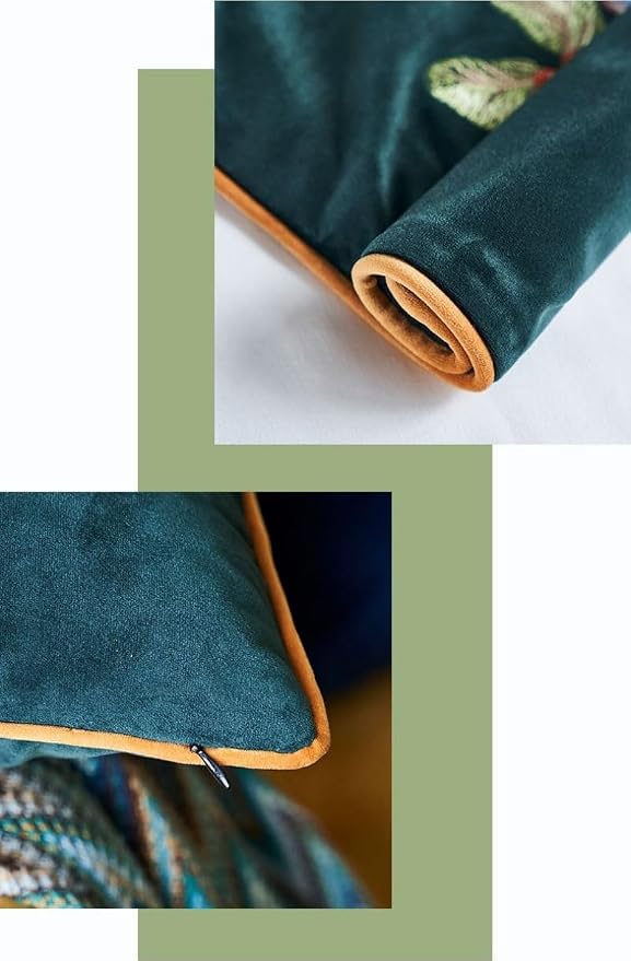 Luxury Embroidery Leopard Throw Pillowcase Gold Embroidered Velvet Cloth Cushion Cover Decorative Leopard Print Cheetah Pillows Case for Preppy Stuff Room 1PCS (14"x20"Color-1)