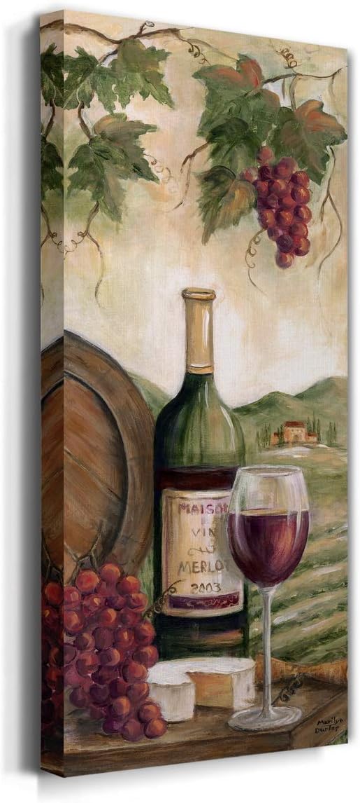 Renditions Gallery Canvas Wall Art Modern Paintings Decorations Country Red Wine Romantic Nature Wall Hanging Vintage Canvas Artwork for Bedroom Office Kitchen Prints - 8"x16" LT43