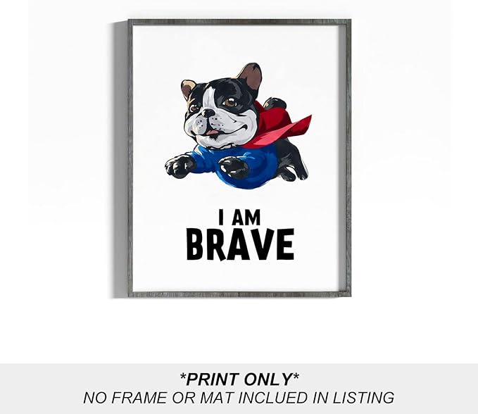 heilkee Funny Dog Wall Art Prints Inspirational Quote Posters for Kids Super Hero Room Decor for Boys Room Nursery Bedroom Pictures Set of 4(UNFRAMED 8x10in)