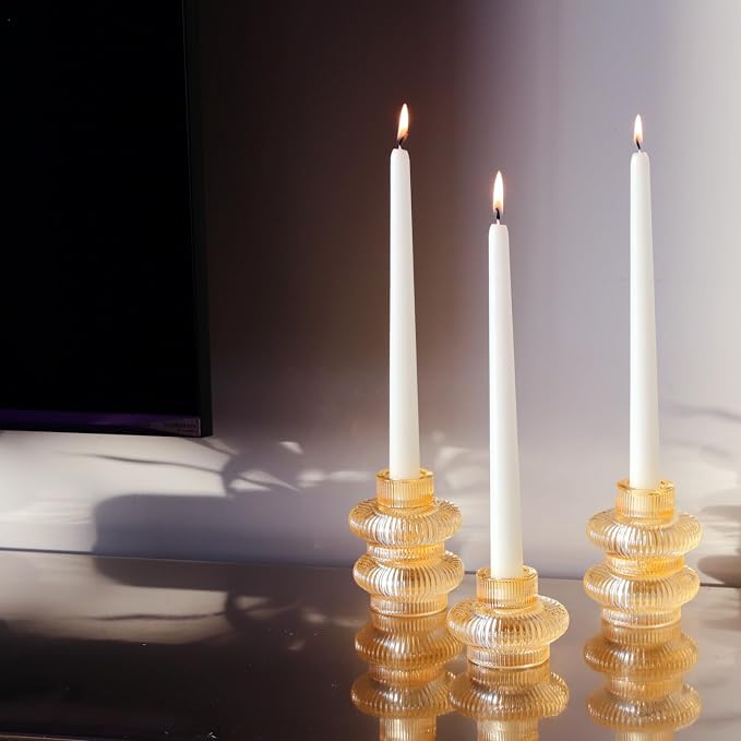 VOHO 12pcs Gold Candlestick Holders for Fall Thanksgiving Christmas Decor