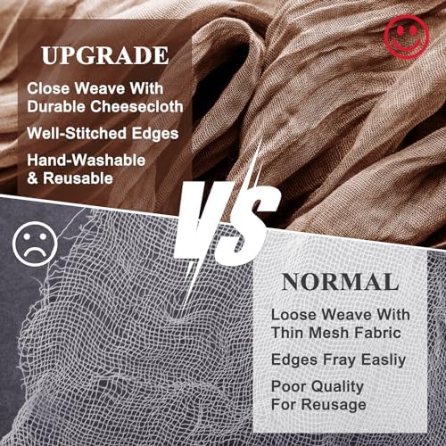 Wokceer Cheesecloth Table Runner Brown 10FT Boho Gauze Runner, 3 Pack