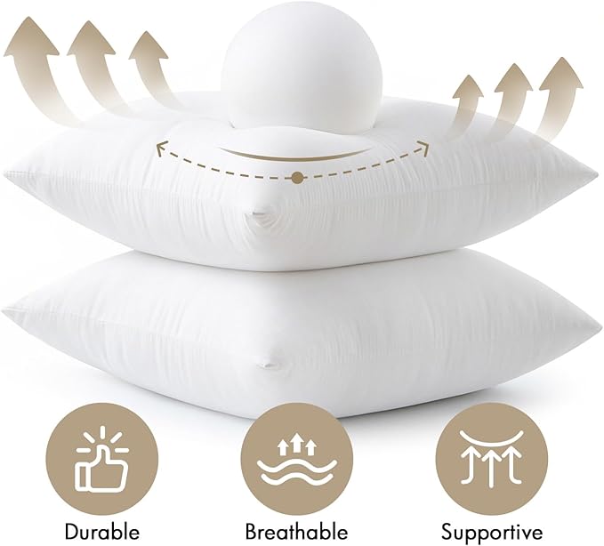 MIULEE 26x26 Euro Pillow Inserts 4 Pack, 100% Virgin Filling Throw Pillows | Decorative Pillows for Sofa Bed Couch, Firm and Full Pillows, Excellent Support, Soft Brushed Fabric