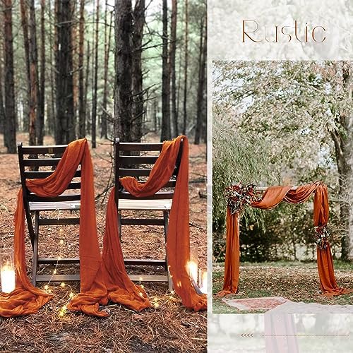 10 Pack Terracotta Table Runner 10Ft Cheesecloth Table Runner Boho Gauze Cheese Cloth Table Runners Romantic Long Sheer Fabric Table Runners for Wedding Party Bridal Shower