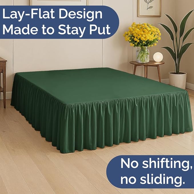 Bedskirt Twin Ruffle - Ruffled Bed Skirt - 12 Inch Drop - Emerald Green | Bedskirt with Platform, Ultra-Soft Premium Hotel Quality, Wrinkle Free, Fade & Shrink Resistant, for Women, Men, Kids & Teens