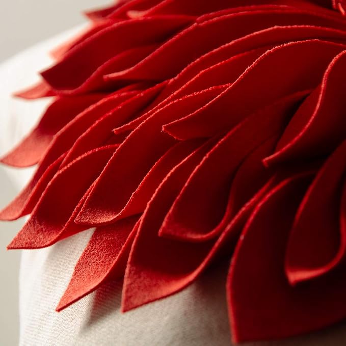 OiseauVoler Decorative Handmade 3D Flower Throw Pillow Covers 18 x 18 Inch | Accent Pillowcases Cushion Covers for Home Sofa Car Bed Room Decor Reddish orange Dog Hair Resistant