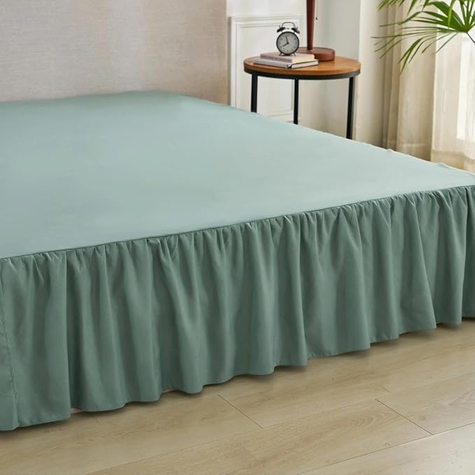 Bed Skirt Queen Size Ruffled Bed Skirt, 14'' Queen Dust Ruffle Bed Skirts | With Split Corners, Dust Ruffle with Platform, Microfiber, Breathable, Soft, Easy Fit, Sage Green
