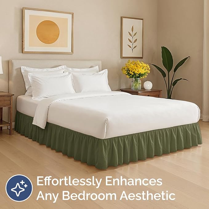 Bedskirt Twin Size Ruffle - Ruffled Bed Skirt - 12 Inch Drop - Sage Green | Bedskirt with Platform, Ultra-Soft Premium Hotel Quality, Wrinkle Free, Fade & Shrink Resistant, for Women, Men, Kids & Teens