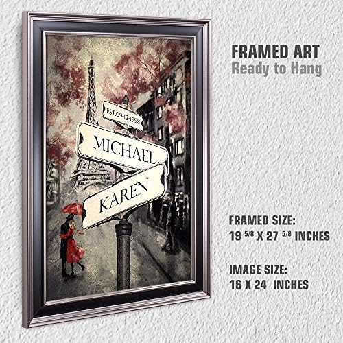 Lovers Roadcrossing Signs Framed Arts Gift,includes Names and the Date Unique Gift for the Anniversary.Framed Size:27 5/8X19 5/8 inches