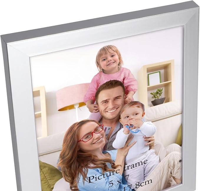 Giftgarden 5x7 Picture Frame Silver Set of 7, Multi Modern 5 x 7 Silver Frames for Wall or Tabletop Display
