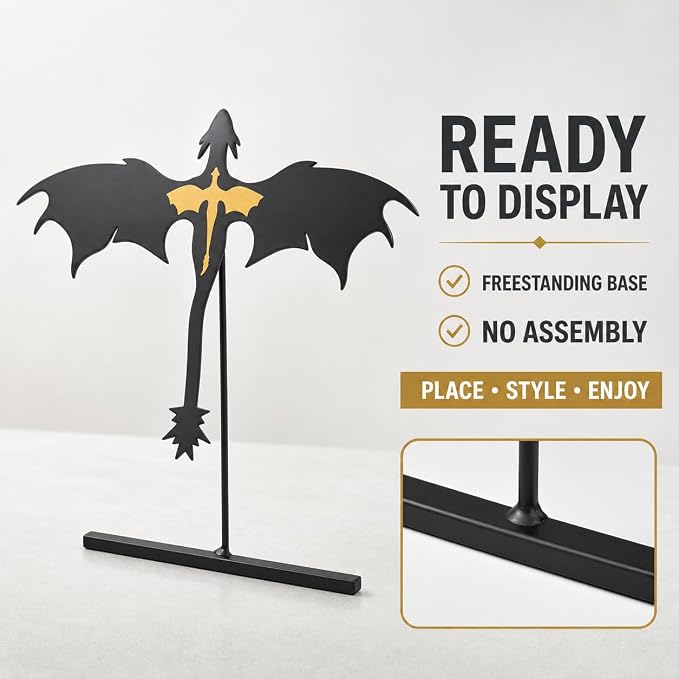 YUKEI Metal Dragon Bookshelf Decor, 6.7-Inch Fantasy Shelf Accent