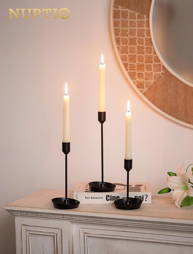 NUPTIO Black Candlestick Holders for Table: 6 Pcs Taper Candle Holders Bulk