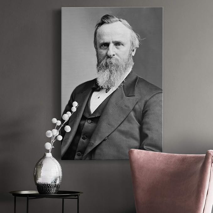 Renditions Gallery Rutherford B. Hayes Presidental Portrait Wall Art, Premium Gallery Wrapped Canvas Decor, Ready to Hang, 18 in H x 12 in W, Made in America Print