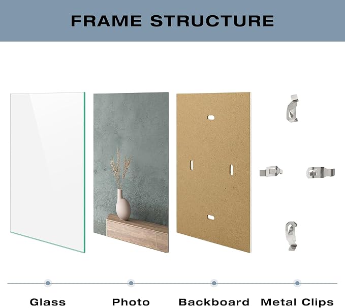 Golden State Art, 5x7 Glass Clip Picture Frame 3 Pack