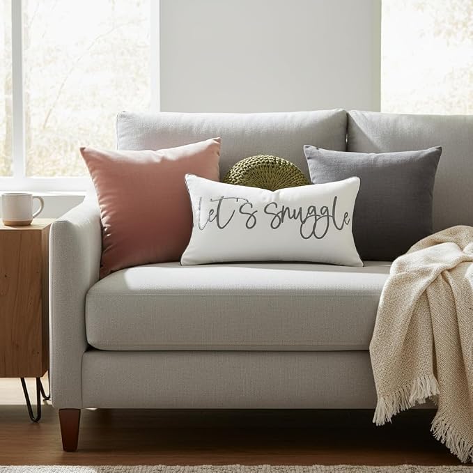 Sunkifover Let's Snuggle Decorative Lumbar Pillow Cover 12"x20"