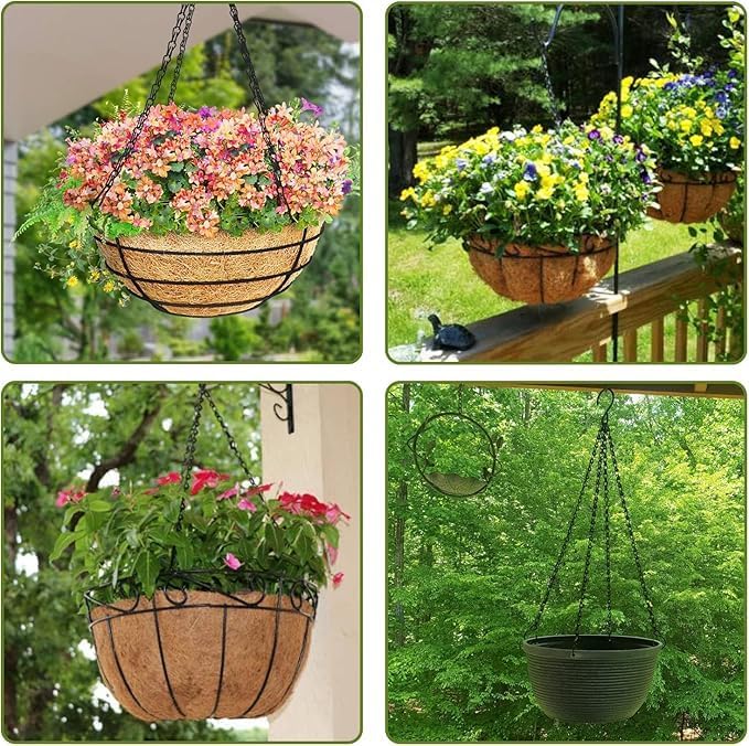 Heybe 16 Inch Hanging Basket Chain, 4 Point Hanging Chains with Hooks for Pot Planters Bird Feeders Lantern Lamp,Extended Hangers for Hanging Badkeys(16inch, 4 Point)