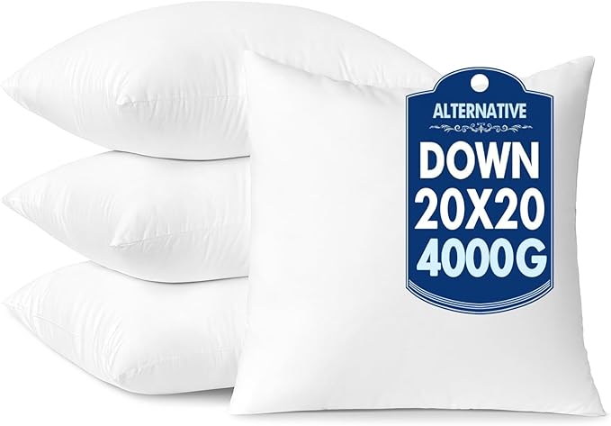 MIULEE 20x20 Pillow Inserts Pack of 4,Down Alternative Throw Pillows | Down Alternative Pillow Inserts, Body Bed Sleeping Ultra Soft Fluffy Form