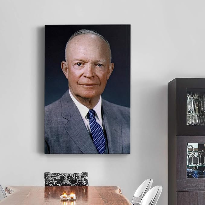 Renditions Gallery Dwight D. Eisenhower Presidental Portrait Wall Art, Premium Gallery Wrapped Canvas Decor, Ready to Hang, 36 in H x 24 in W, Made in America Print