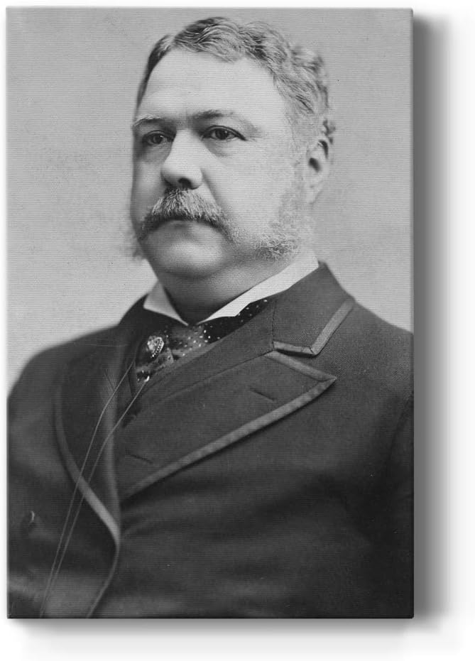 Renditions Gallery Chester A. Arthur Presidental Portrait Wall Art, Premium Gallery Wrapped Canvas Decor, Ready to Hang, 60 in H x 40 in W, Made in America Print