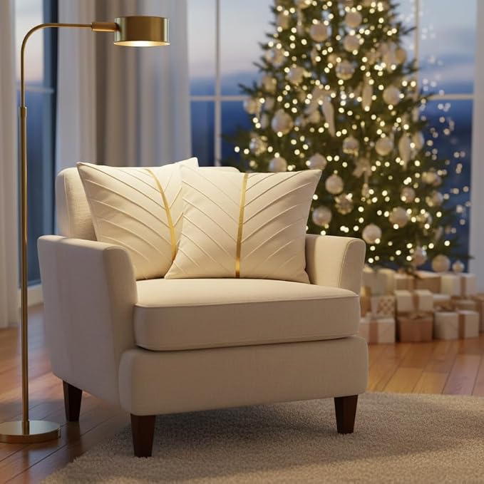 Velvet Throw Pillow Covers 22x22 inch Pack of 2 Gold Decor Beige