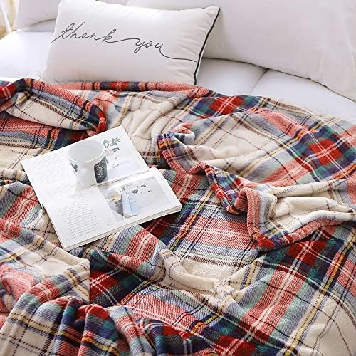 MERRYLIFE Tartan Plaid Print Throw Blanket for Couch Sofa Twin Size 60" 90" | Grid Pattern, Ultra-Plush Soft, Decorative Colorful Travel Blanket, farmhouse, Gift Choice, Home Bed Use