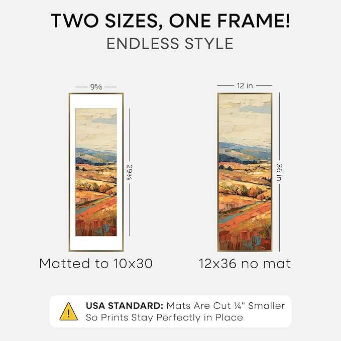 Homeforia 12x36 Bronze Picture Frame, High-End Metal, 10x30 Mat, Glass