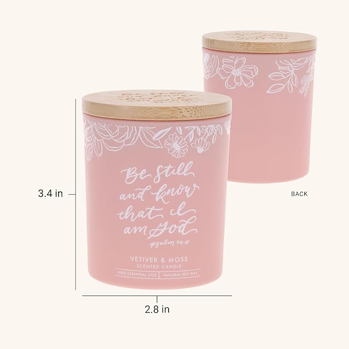 Christian Art Gifts Soy Wax Scented Candle: Be Still & Know Bible Verse