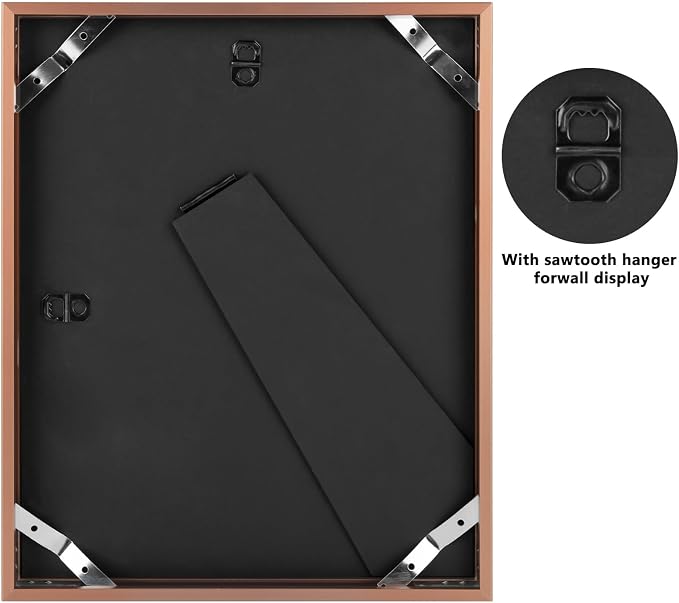 Frametory 8x10 Rose Gold Aluminum Metal Picture Frame Mat for 5x7 Glass
