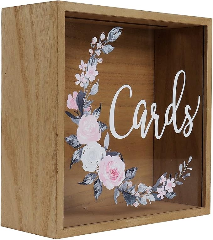 Hanna Roberts Wooden Card Box for Reception, Money Gift Card Box, Card Storage Box for Wedding Decorations and Party Gifts