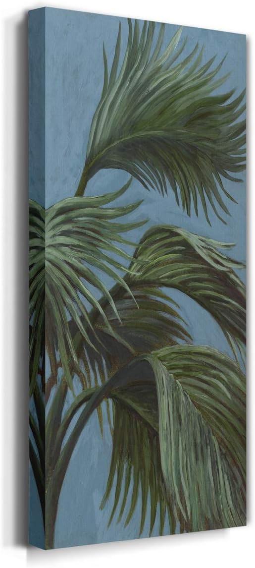 Renditions Gallery Canvas Nature Wall Art Modern Paintings & Prints Decor Green Waving Palms Romantic Glam Botanical Artwork Wall Hanging for Bedroom Office Kitchen - 8"x16" LT43
