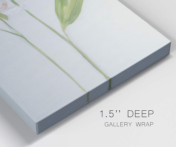Renditions Gallery Canvas Floral Wall Art Home Paintings & Prints Single Stem Peony Rustic Romantic Botanical Modern Artwork Decorations for Bedroom Office Kitchen - 12"x24" LT43