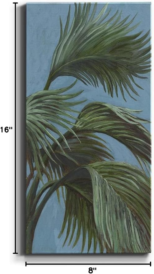 Renditions Gallery Canvas Nature Wall Art Modern Paintings & Prints Decor Green Waving Palms Romantic Glam Botanical Artwork Wall Hanging for Bedroom Office Kitchen - 8"x16" LT43