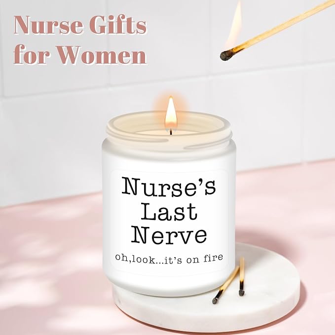 Homsolver Nurse Gifts for Women, Unique Birthday Christmas Graduation Thanksgiving Nurse Day Gift for Head Nurses, Nurse's Last Nerve Scented Candles
