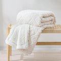 EverGrace Jacquard Reversible Sherpa Throw Blanket, 50" x 60", Off White | Jacquard Sherpa Throw Blanket, Super Soft, Cozy Plush Blanket, Reversible Thick Warm Throw for Bed, Sofa, Living Room
