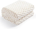 Excervent Hexagon Jacquard Throw Blanket for Kids, 40x50 Inches, Ivory | Decorative Fuzzy Flannel Fleece Throw Blanket for Sofa, Super Soft Cozy Gifts for Kids & Pets, Suitable for All Seasons