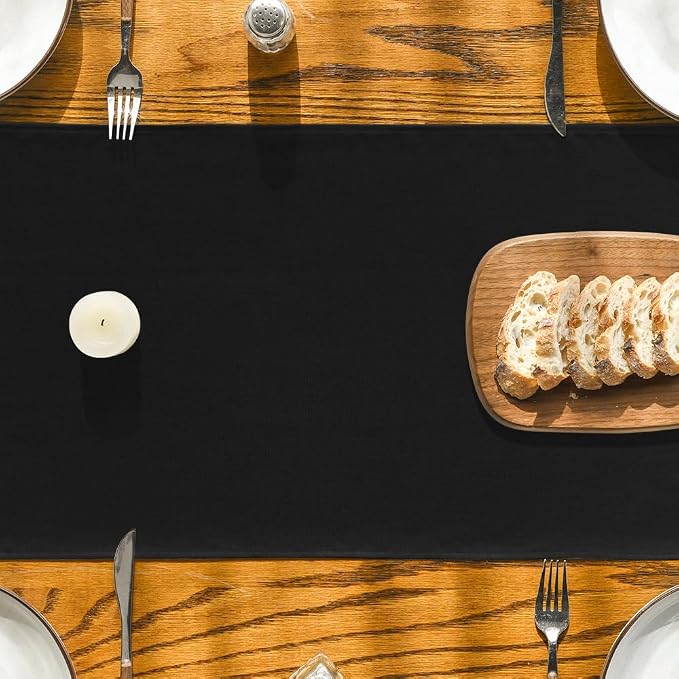 Artoid Mode Black Table Runner, Seasonal Halloween Washable Kitchen Dining Table Decoration for Home Party Decor 13x48Inch