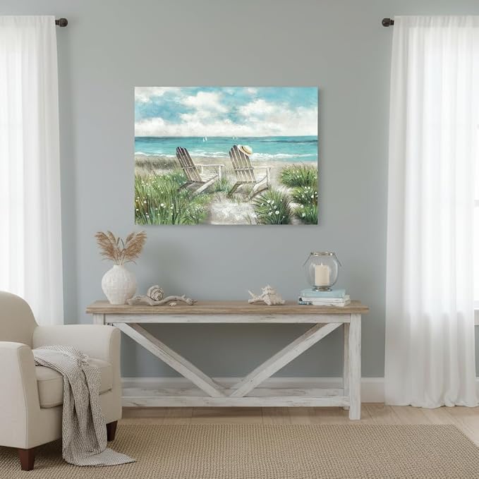 arttitue Beach Wall Art Canvas Picture: Coastal Chair Seascape Painting Decor Ocean Sea Scene Print Landscape Seaside Artwork for Living Room Bedroom Office 36 x 24 Inch
