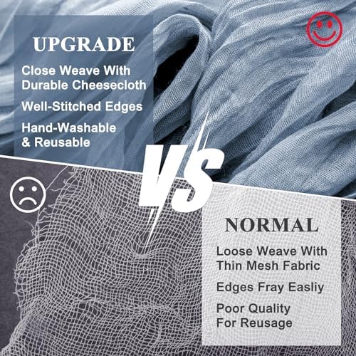 Wokceer Cheesecloth Table Runner Dusty Blue 10FT Boho Gauze, 2 Pack