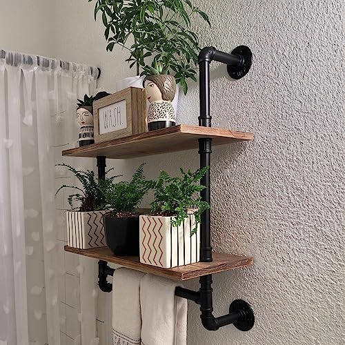 Industrial Pipe Shelving Bathroom Pipe Shelves with Towel Bar Over Toilet