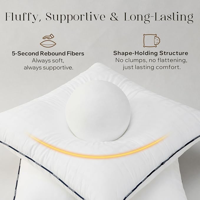 Phantoscope 18x18 Pillow Inserts, Decorative Throw Pillow Inserts with 100% Cotton Cover, Virgin Fiber Pillow Sham Stuffer, Square Couch Cushion Pillows, Pack of 2, 18x18 Inch