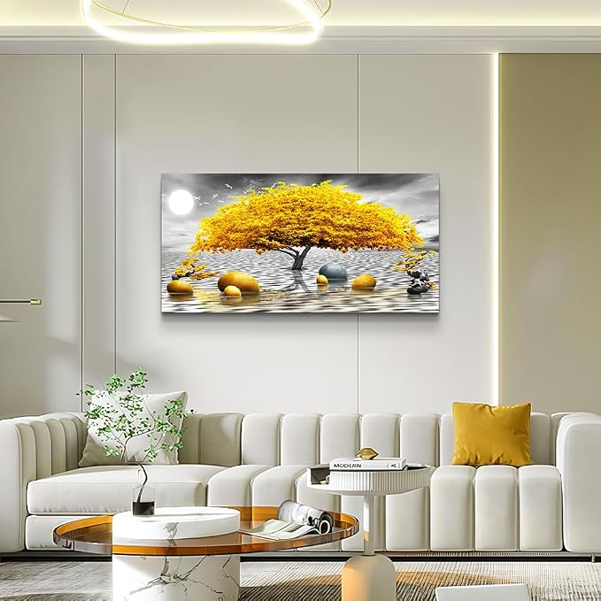 Wall decorations for living room Canvas Wall Art for bedroom Abstract wall decor Black and white Canvas Art Yellow tree paintings bathroom Home Decoration Hang Pictures Office large Wall Artworks
