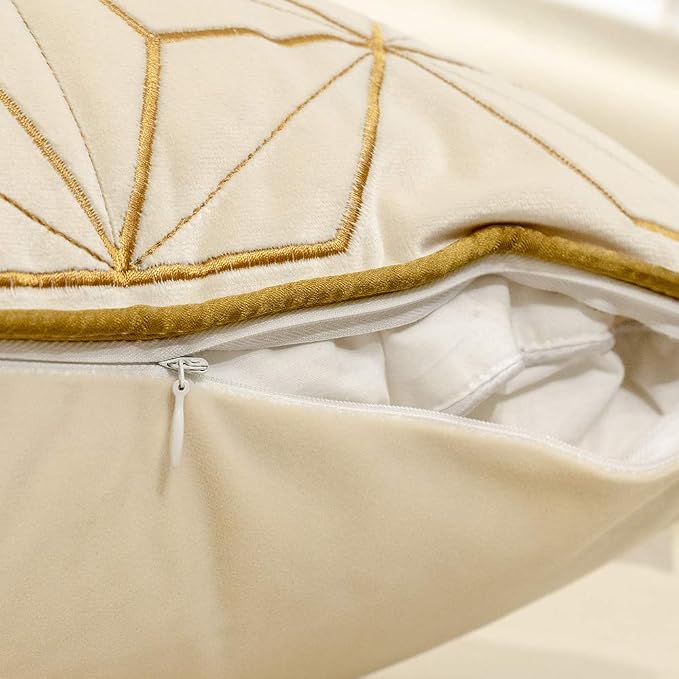 Avigers Throw Pillow Cover 20 x 20 Inch, White Gold, Velvet, Hidden Zipper