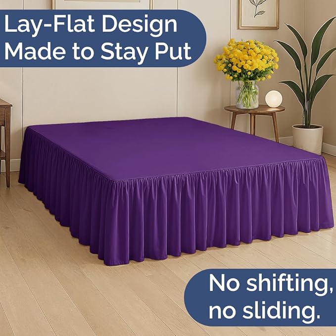 Bedskirt Twin Size Ruffle - Ruffled Bed Skirt - 12 Inch Drop - Purple | Bedskirt with Platform, Ultra-Soft Premium Hotel Quality, Wrinkle Free, Fade & Shrink Resistant, for Women, Men, Kids & Teens