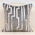 Alerfa Gold Leather Striped Gray Throw Pillow Cover 18x18 Inch, Geometric Luxury Decorative Embroidered Velvet Pillow Cover for Couch Living Room Bedroom