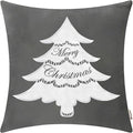 BRAWARM Christmas Pillow Cover 20 X 20 Inches, Gray Christmas Tree Embroidered Pillow Cover, Soft Velvet Decorative Throw Pillow for Couch Bed Sofa Living Room Home